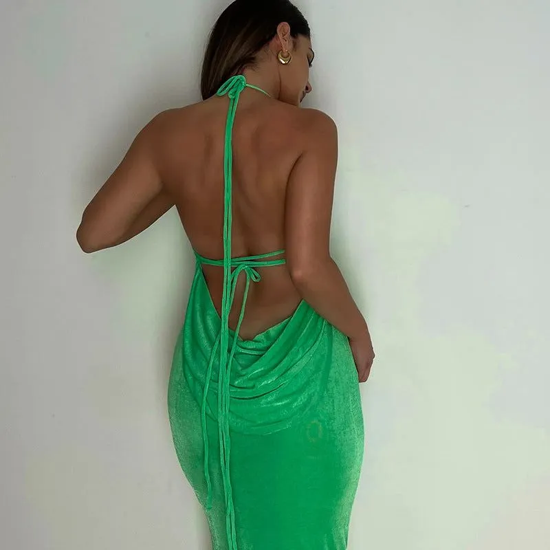Silvana Draped Back Maxi Dress Maxct