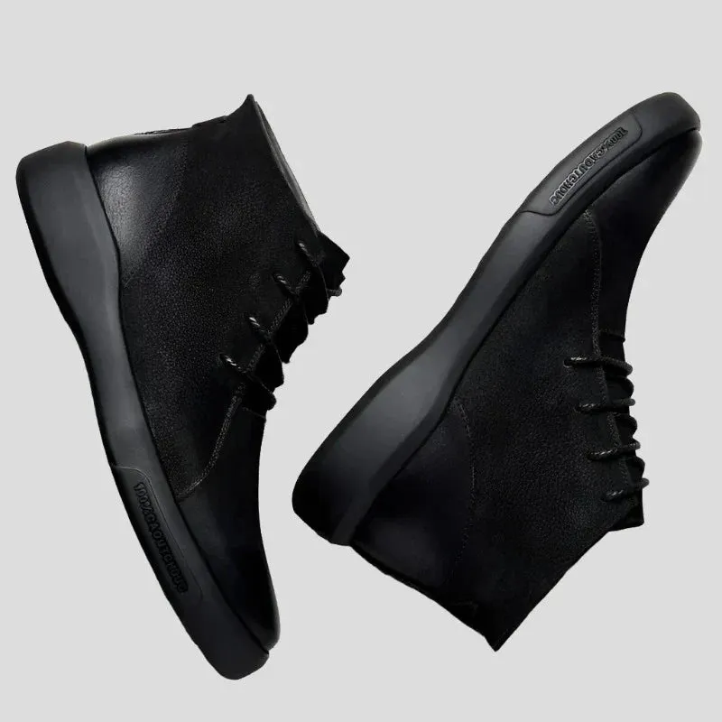 Leather Retro Motorcycle Boots - Classic Chelsea Style for Men Maxct