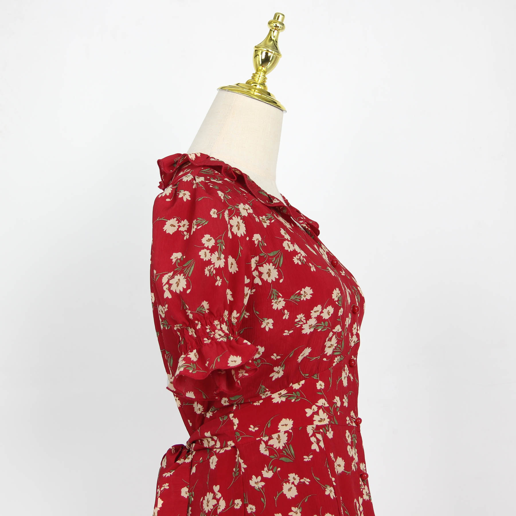 Floral Blossom Puff Sleeve Dress Maxct