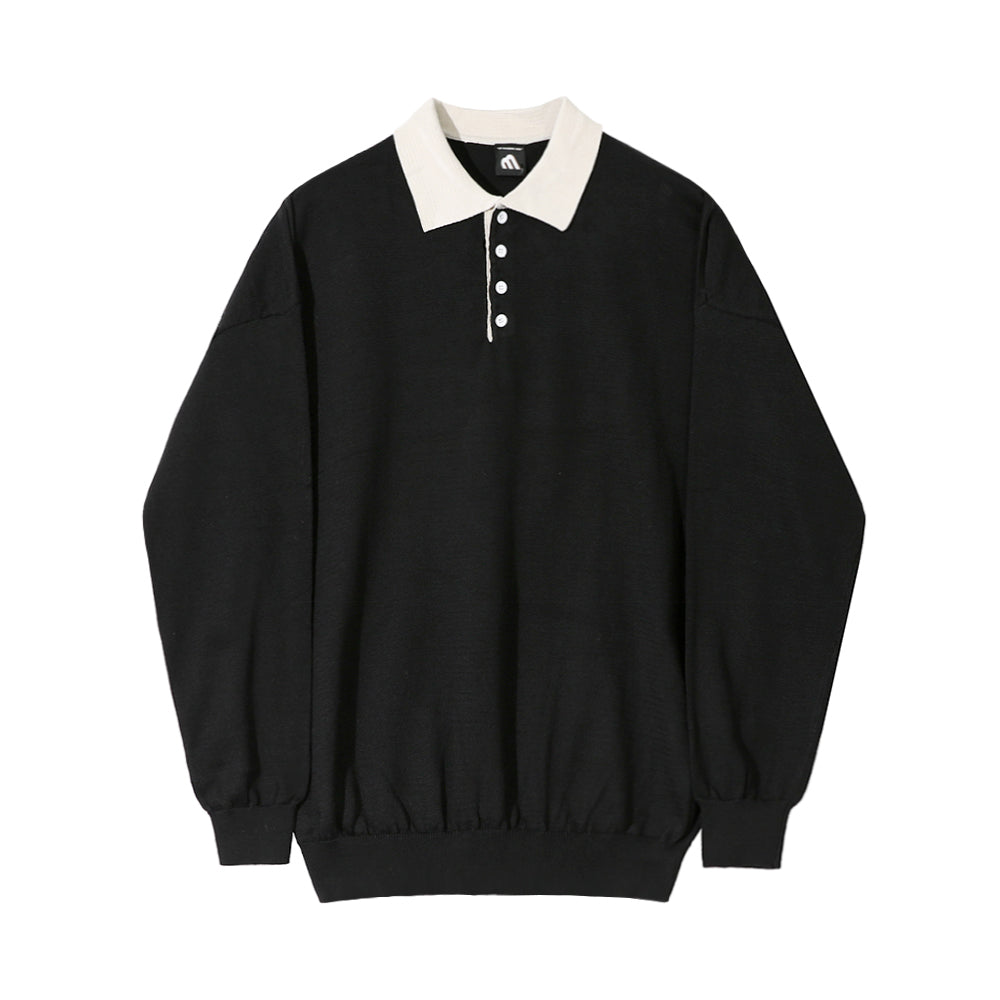 Maxct 5517 Knitted Two-Tone Quarter Button-Up Sweater