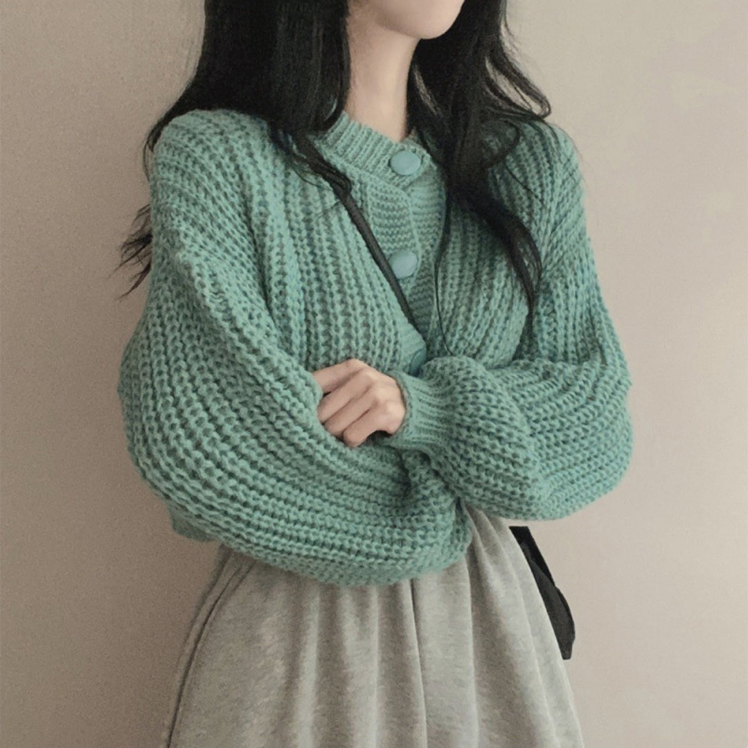 Maxct Aesthetic Round Neck Button Cardigan