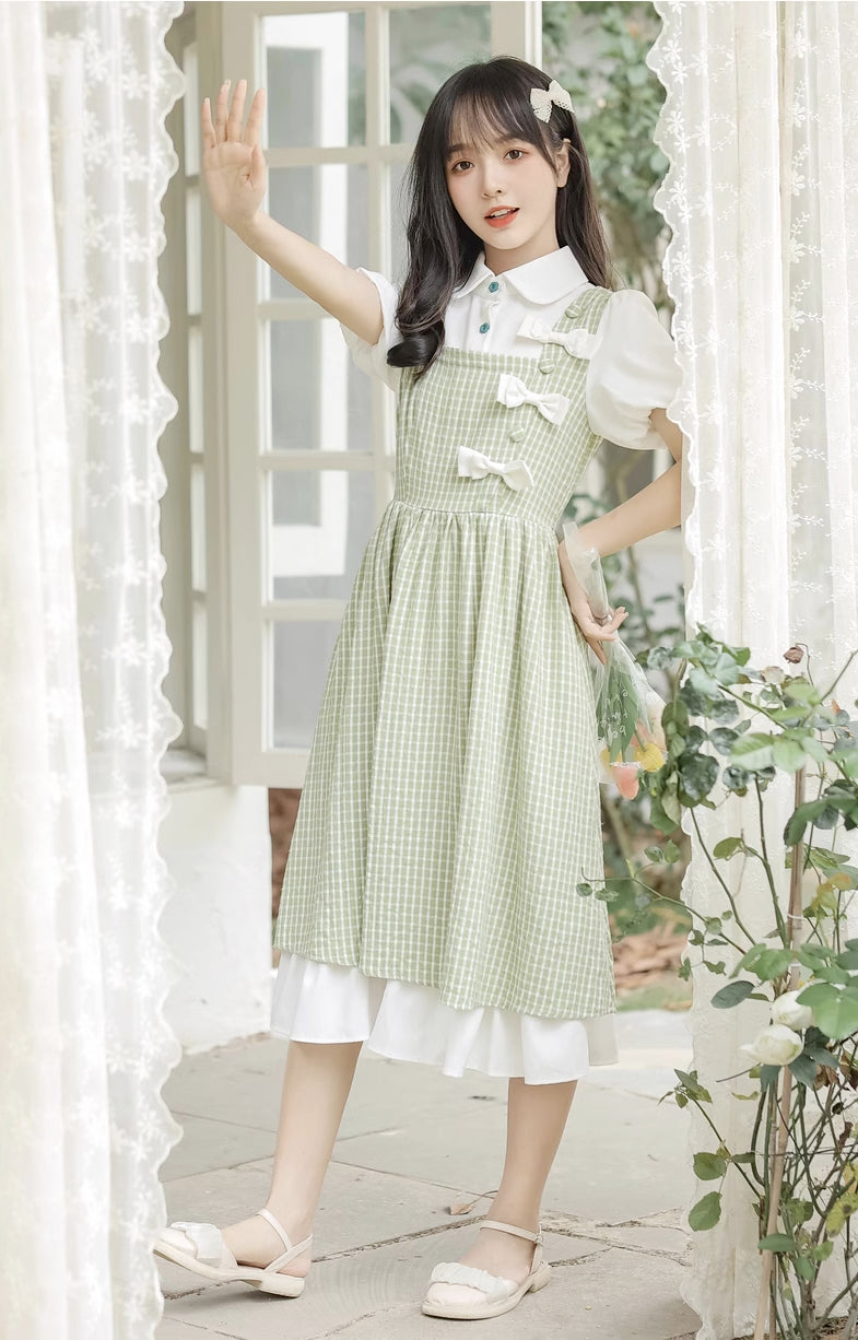 Gingham Bows Twofer Dress Maxct