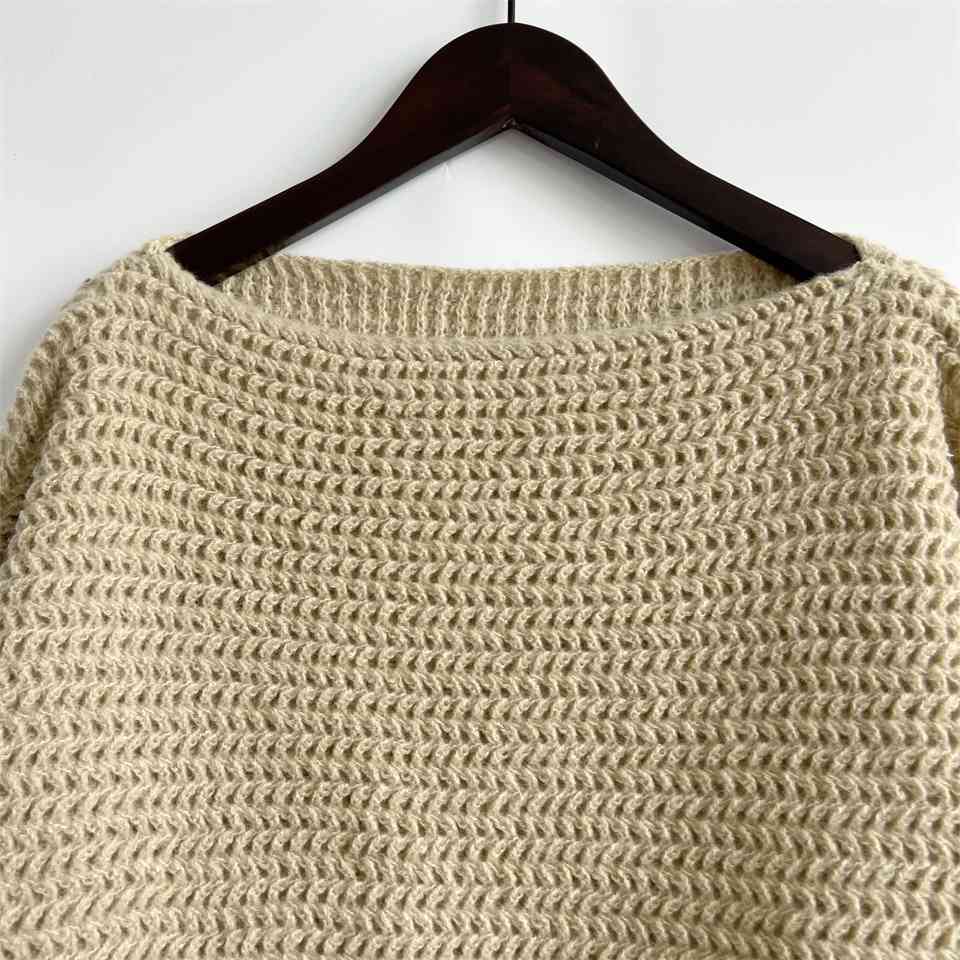 Maxct &Openwork Boat Neck Long Sleeve Sweater