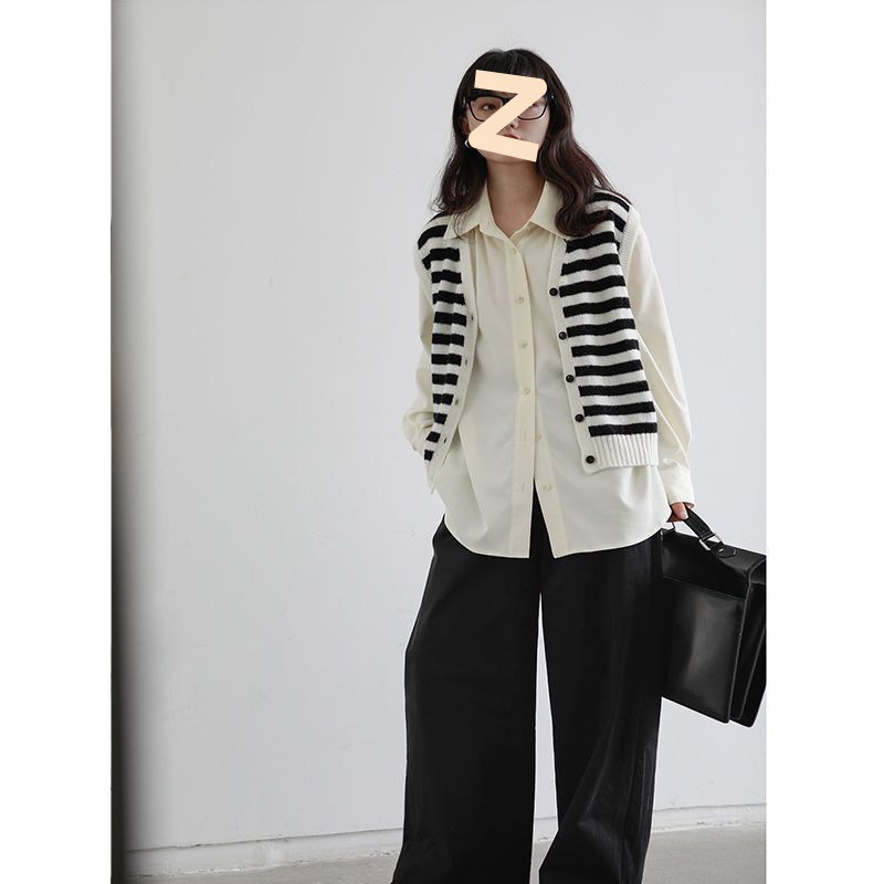 Maxct men’s fashion Early Autumn Sweet Cool Niche Shirt Lazy Tie Loose Simple Slimming Shirt for Women