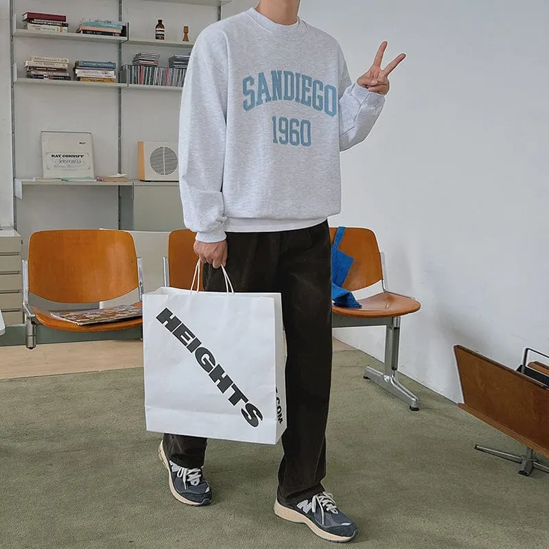 Maxct 6828 Gray Lettered Embroidered Pullover Sweater