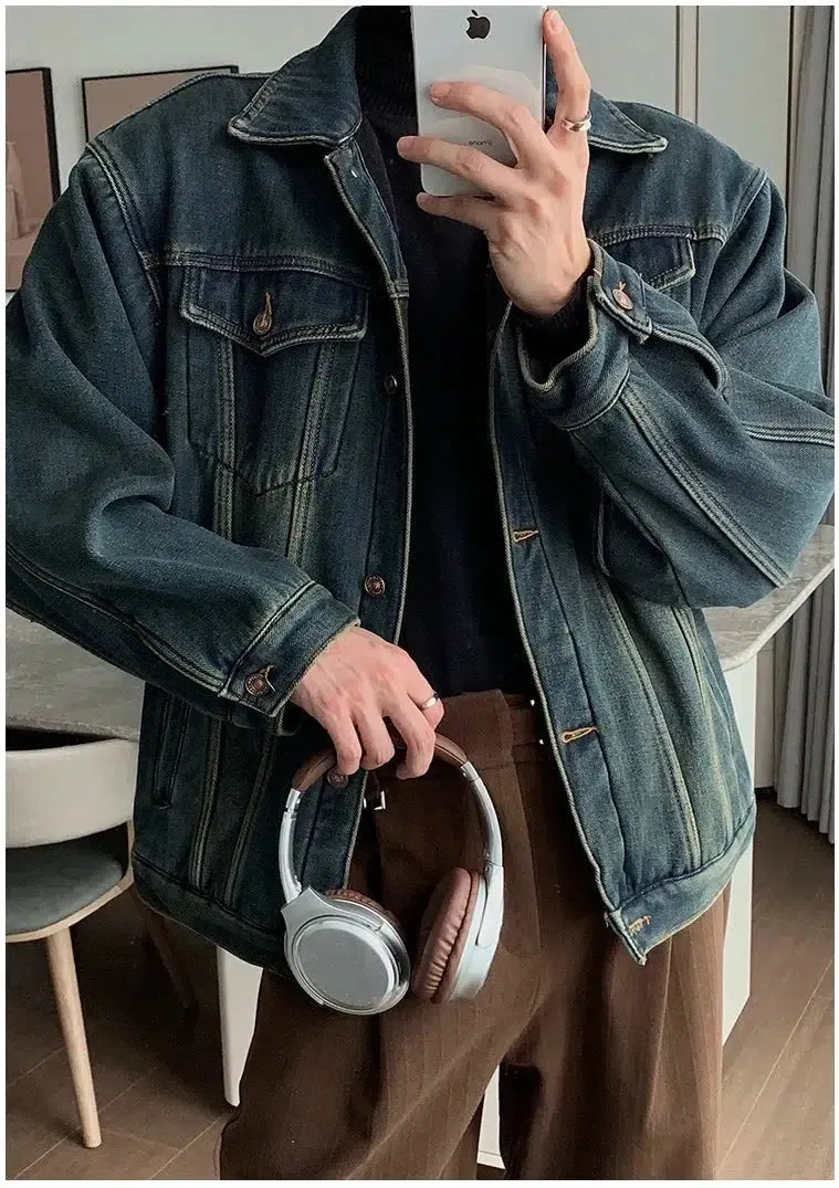 Maxct Dark Blue Fleece Denim Jacket