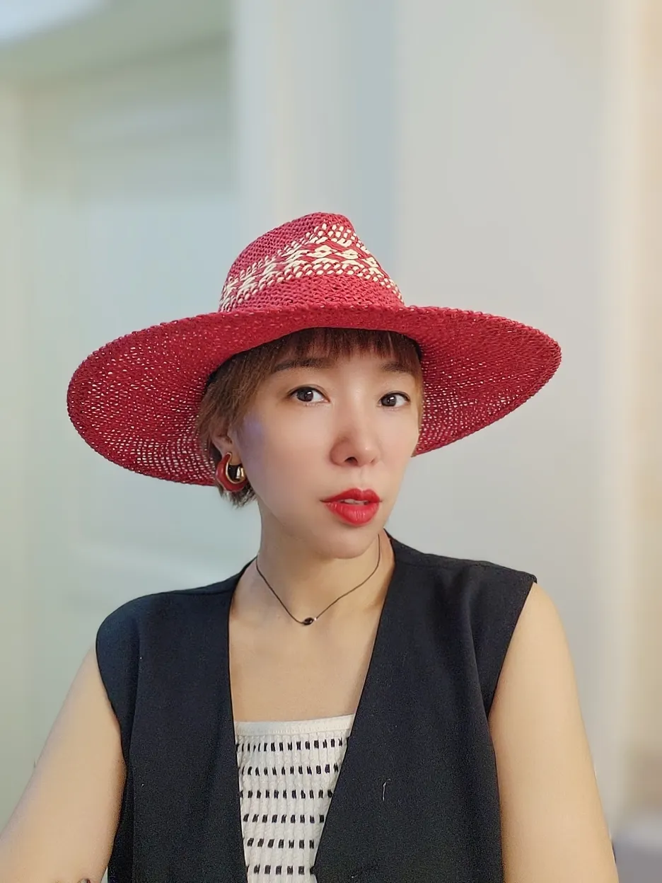 Straw Hat Japanese Style Black Brown Panama Women's Beach Big Brim