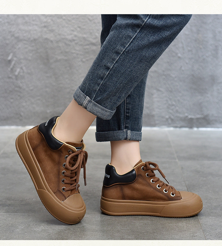 Vintage Leather Lace-Up Short Boots Maxct