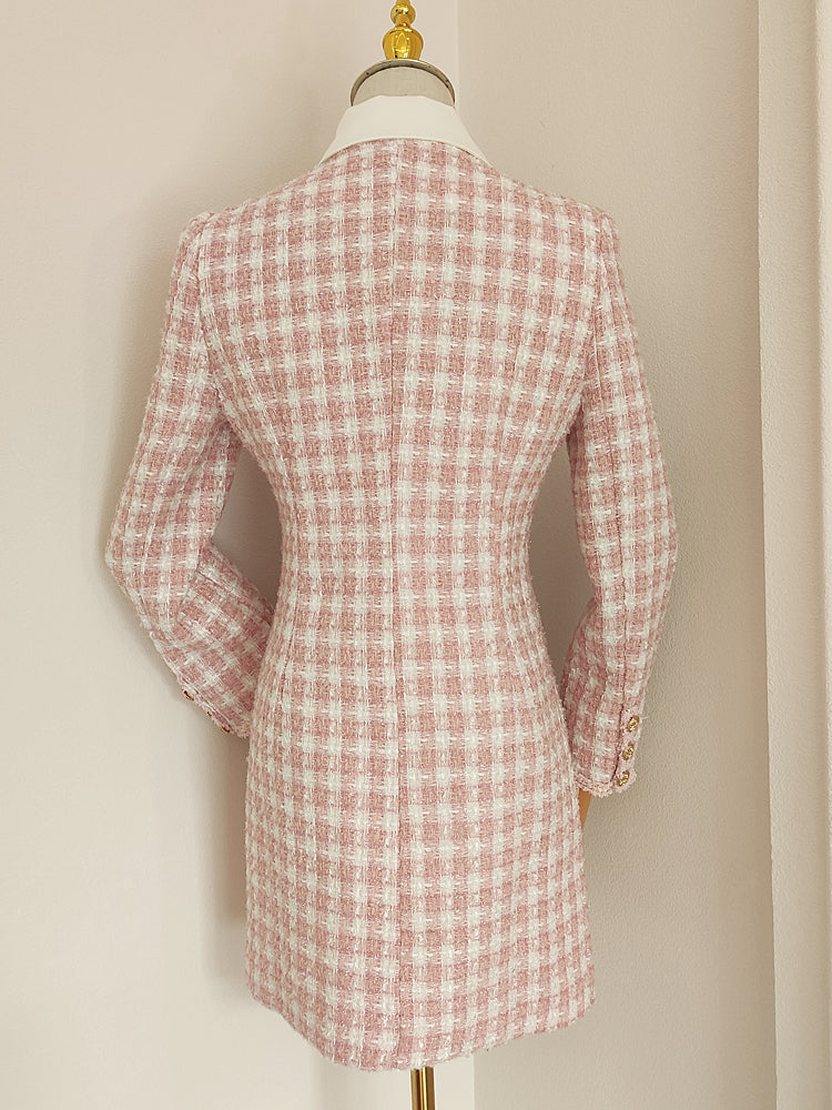 Preppy Tweed Button Up Dress Maxct