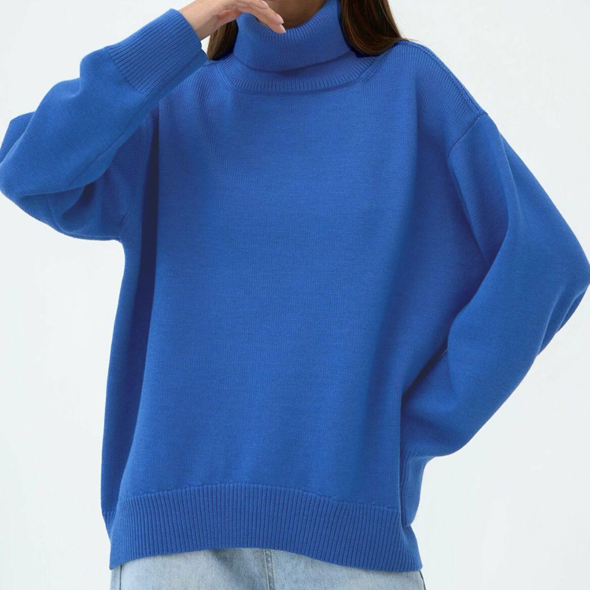 Maxct &Turtle Neck Dropped Shoulder Sweater