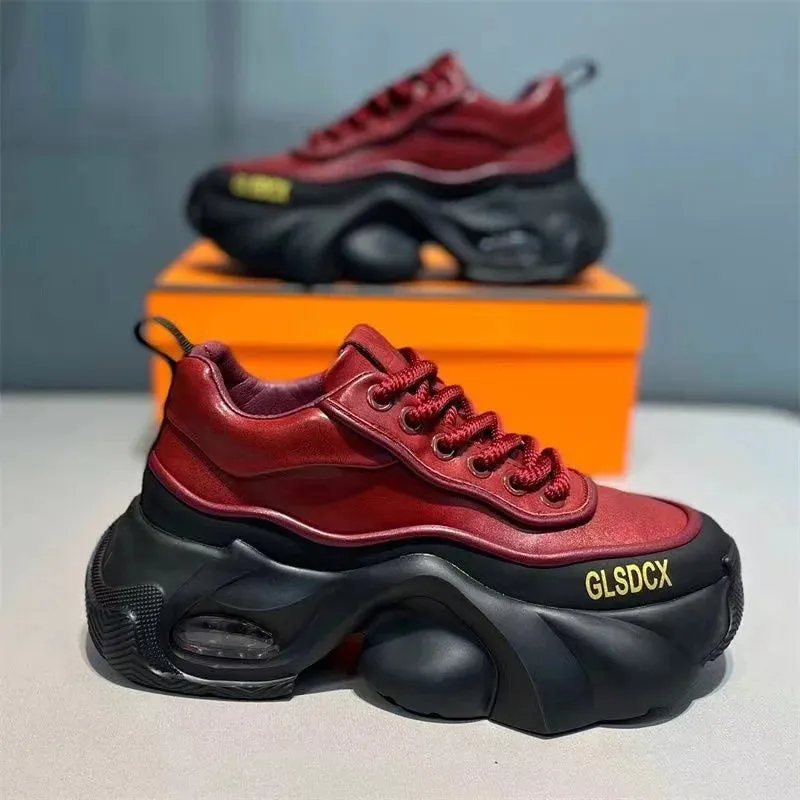 Microfiber Leather Upper Increased Platform Stylish Sneakers Maxct