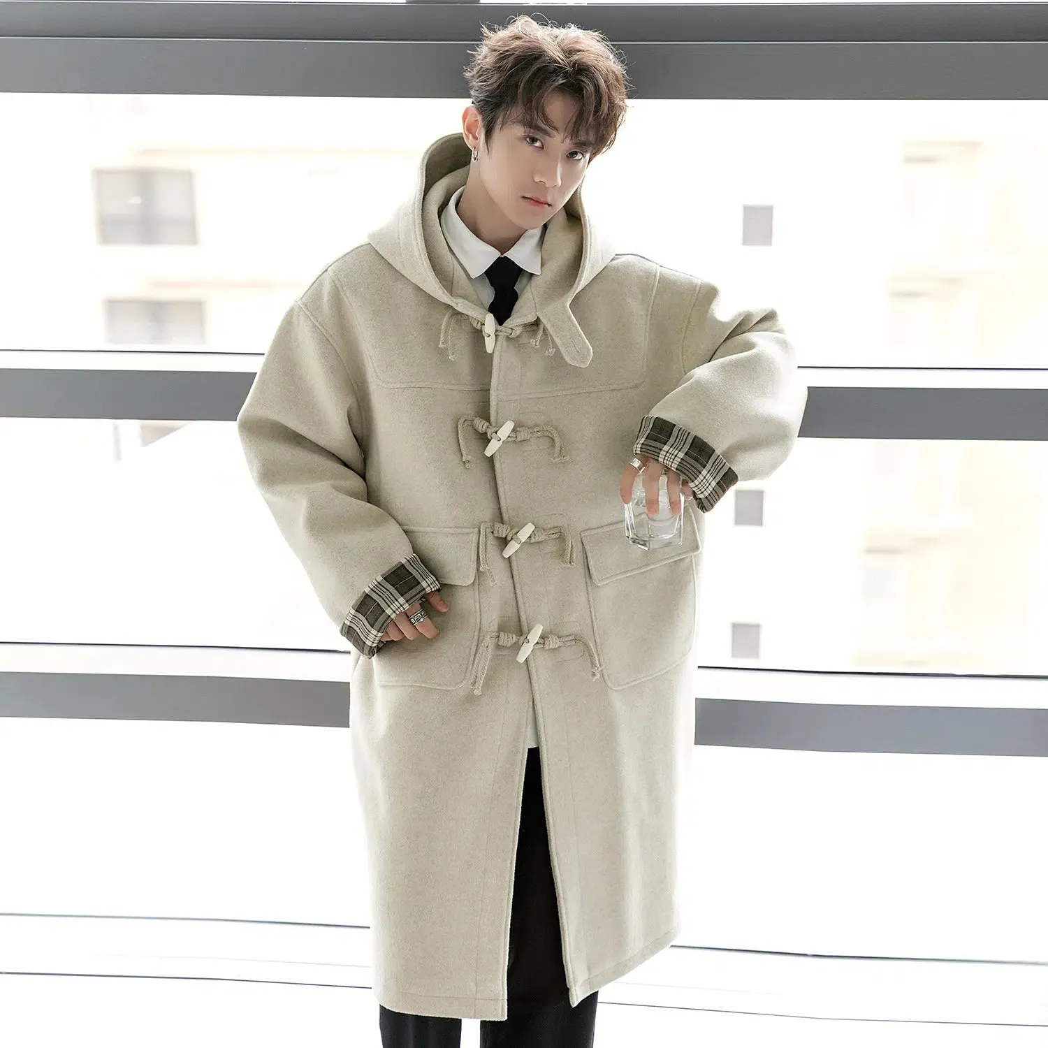 Maxct Horn Button Hooded Wool Coat