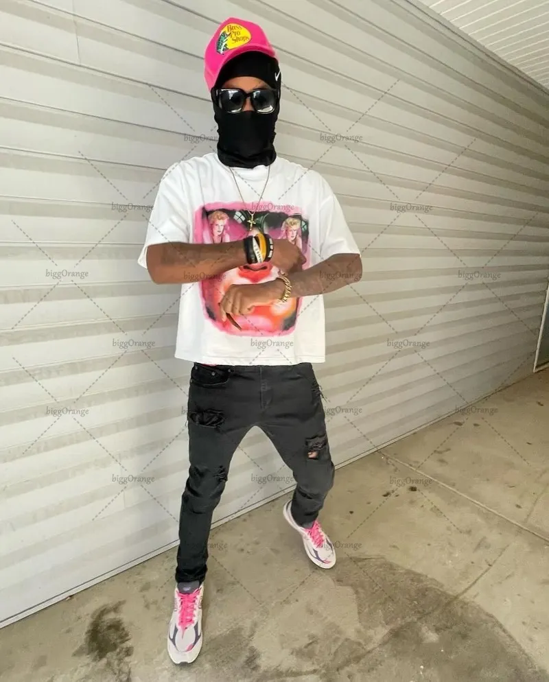 Y2k European and American Fashion Streetwear Women Cartoon Print Oversized Short-sleeved Hip-hop Retro Versatile T-shirt Men