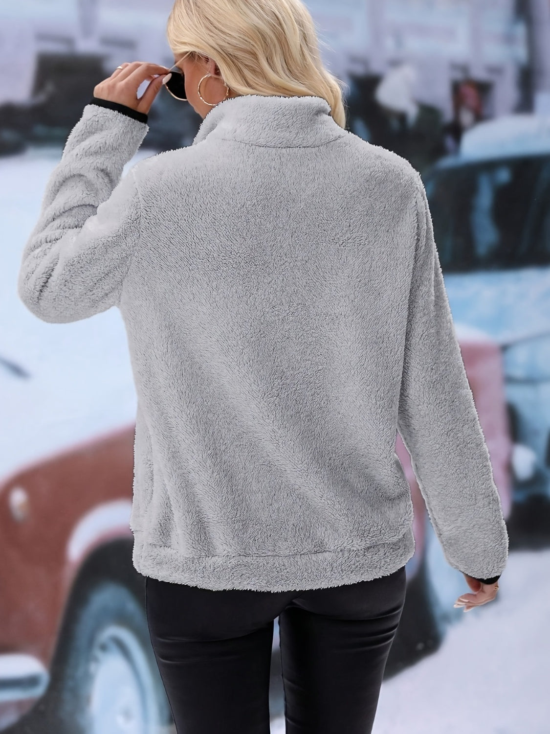 Maxct &Half Zip Long Sleeve Furry Sweatshirt