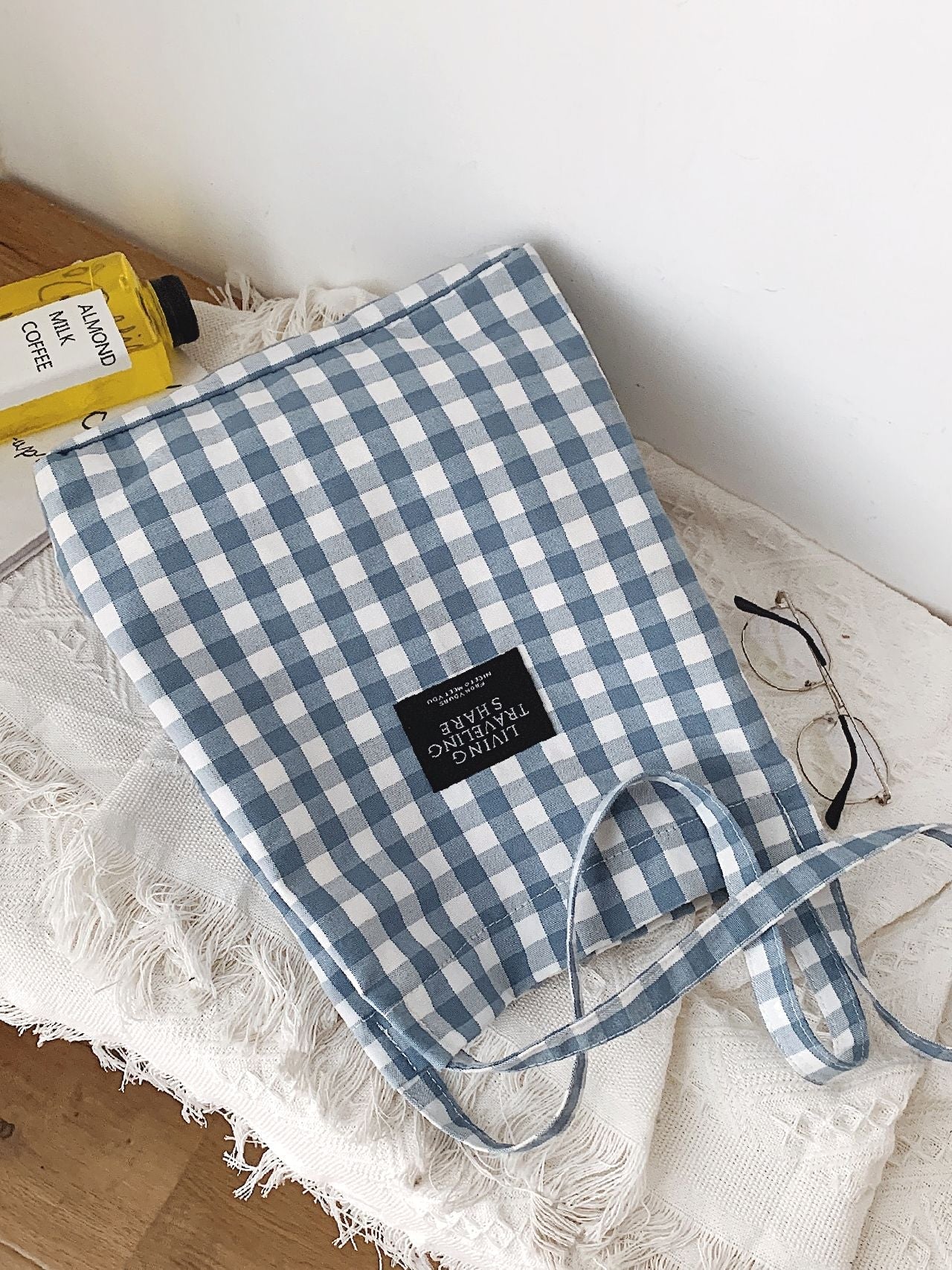 Maxct - Letter Patch Gingham Shopper Bag  - Women Tote Bags