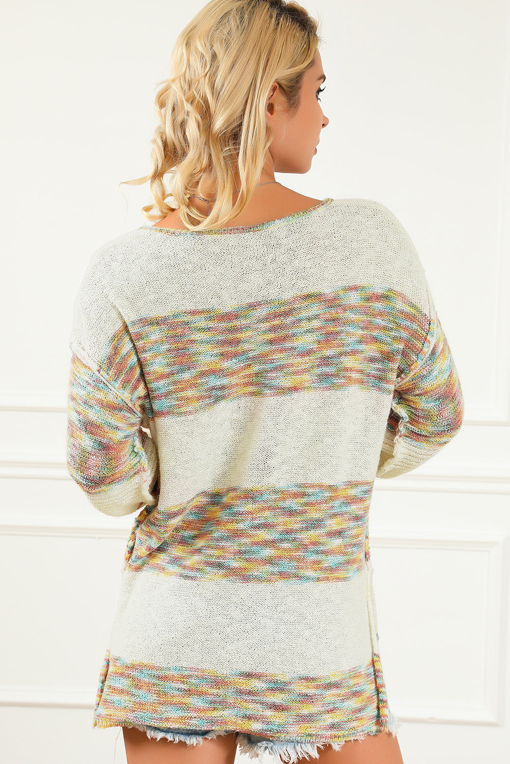 Maxct &Contrast Half Button Long Sleeve Sweater