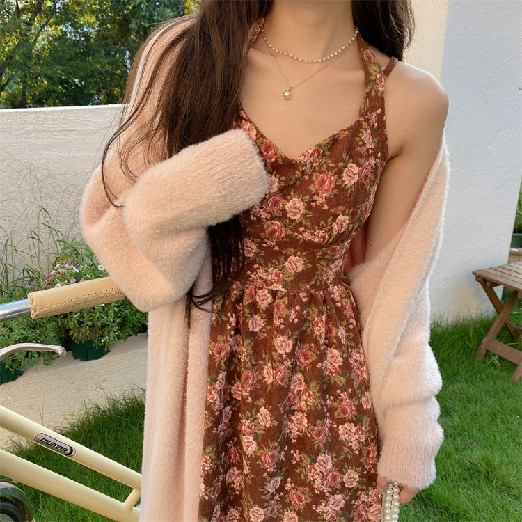 Vintage Rose Corduroy Cami Dress Maxct
