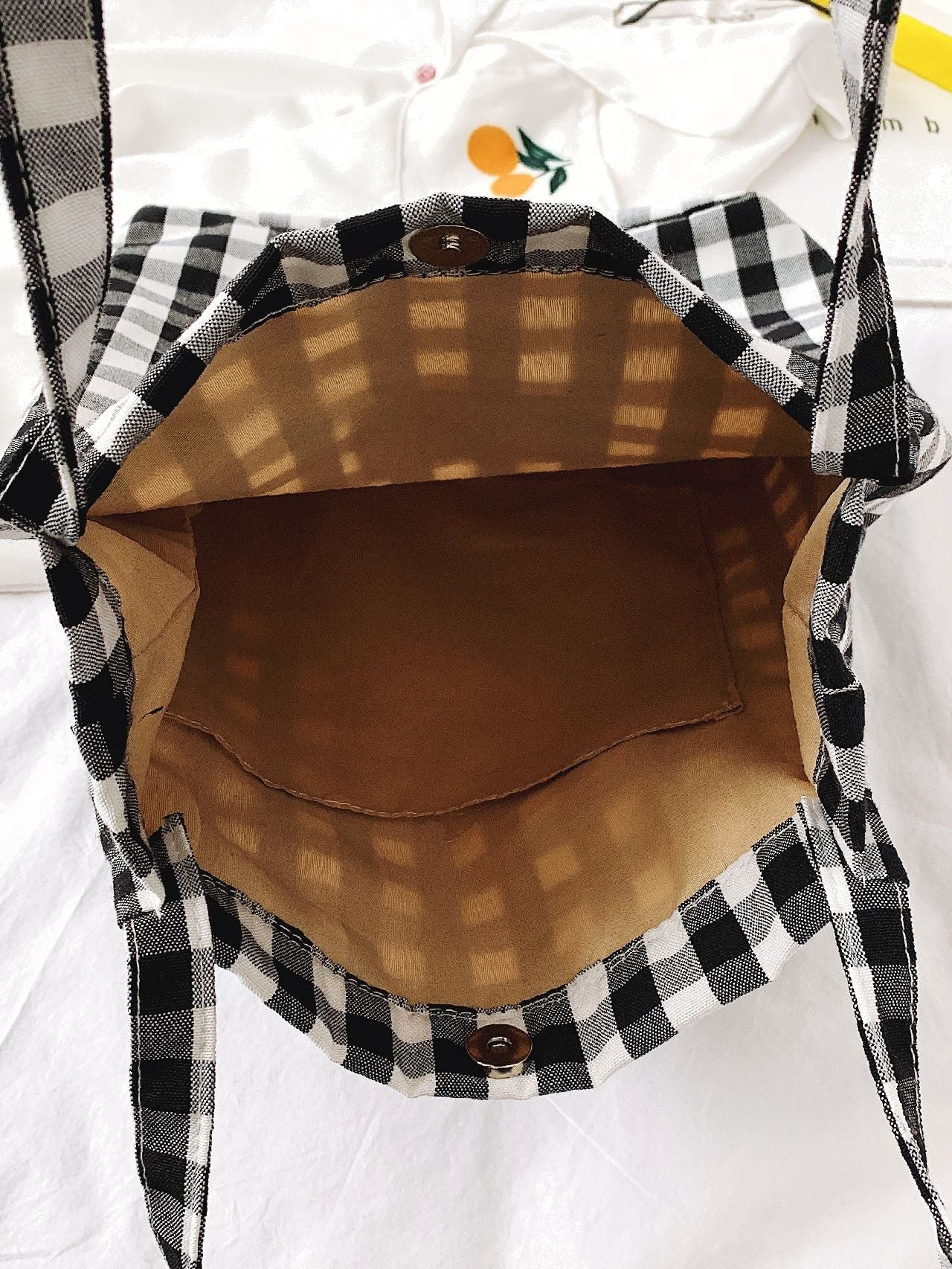 Maxct - Letter Patch Gingham Shopper Bag  - Women Tote Bags