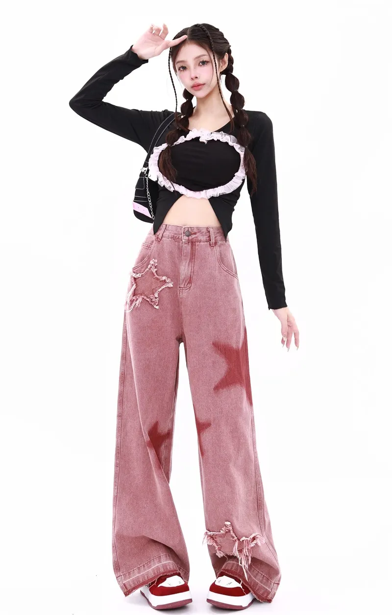 Flared Jeans Thin Retro Mopping Pants