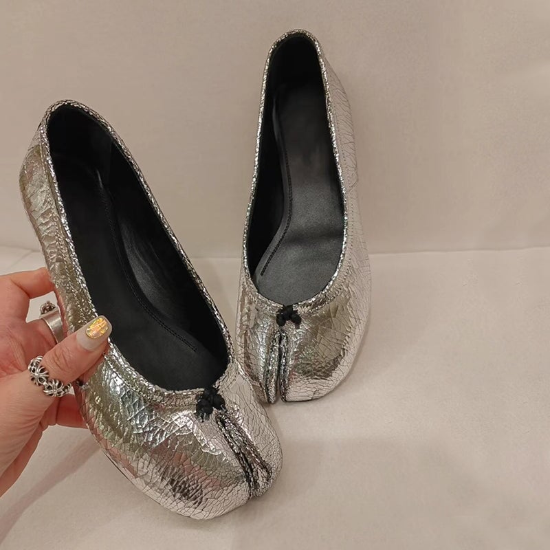 Women's Calf Casual Flats Split Toe Loafers Light Brown/Khaki/Silver/Beige/Black Maxct - Image 8