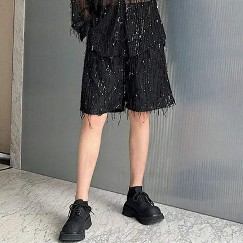 Maxct Summer Stage Tassels Sequins Tops Shorts Suits