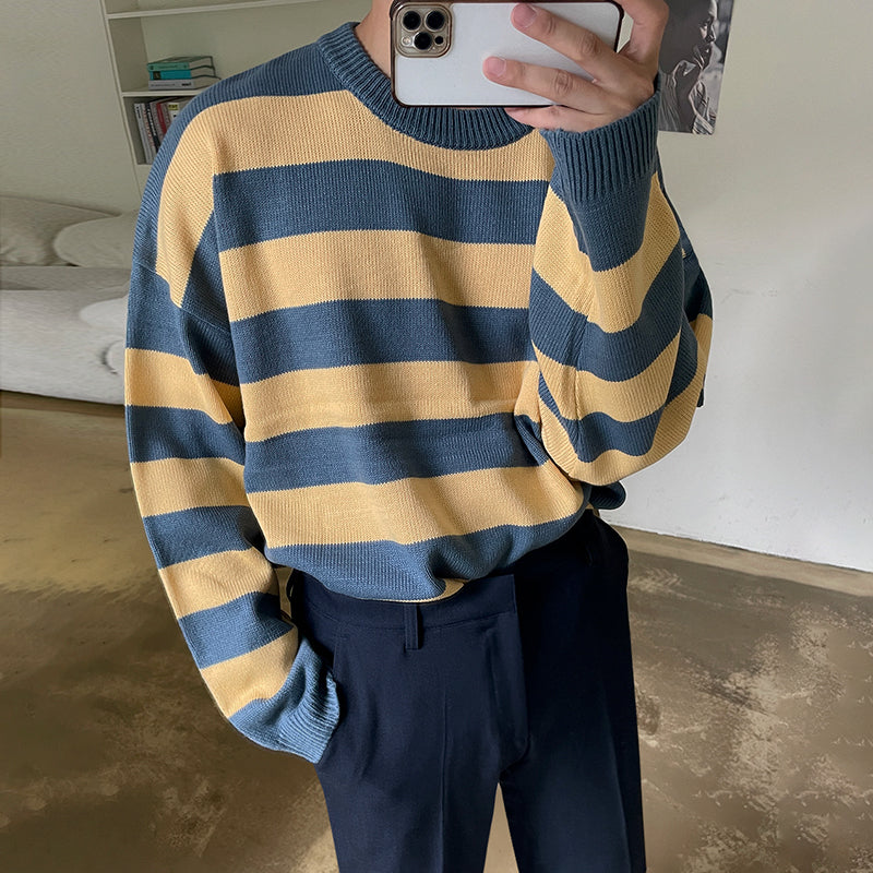 Maxct 5506 Knitted Striped Round Neck Sweater