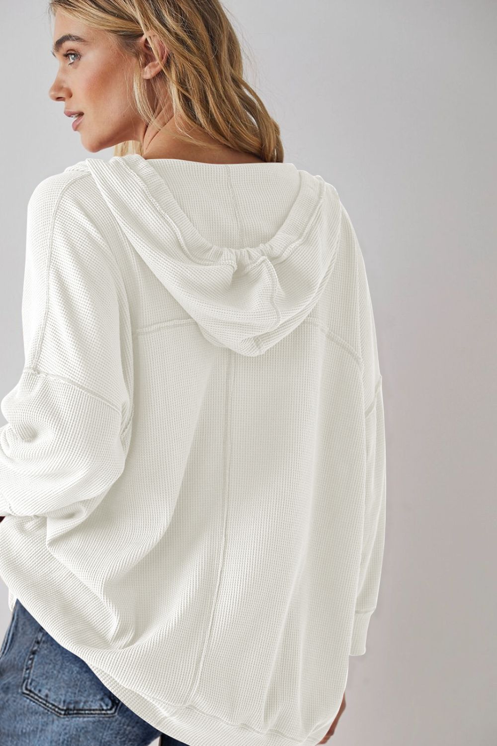 Maxct &Exposed Seam Drawstring Long Sleeve Hoodie