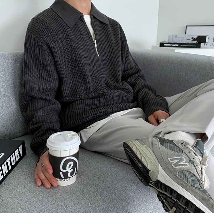 Maxct 6151 Knitted Half Zip-Up Collar Sweater
