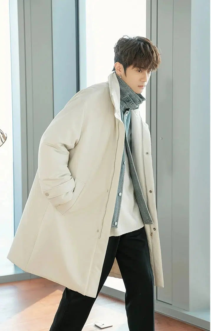 Maxct Mid-length Two-piece Denim Patchwork Coat