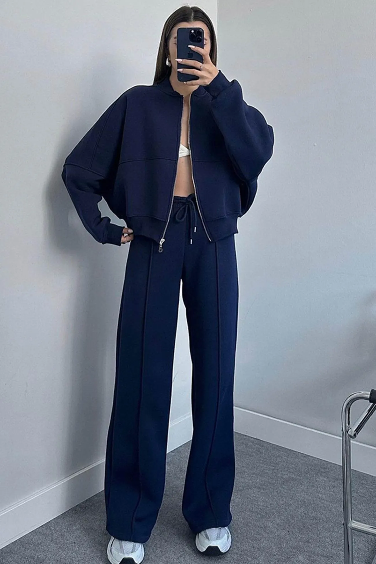 Maxct Sweatshirt Jacket Straight-leg Long Pants Set