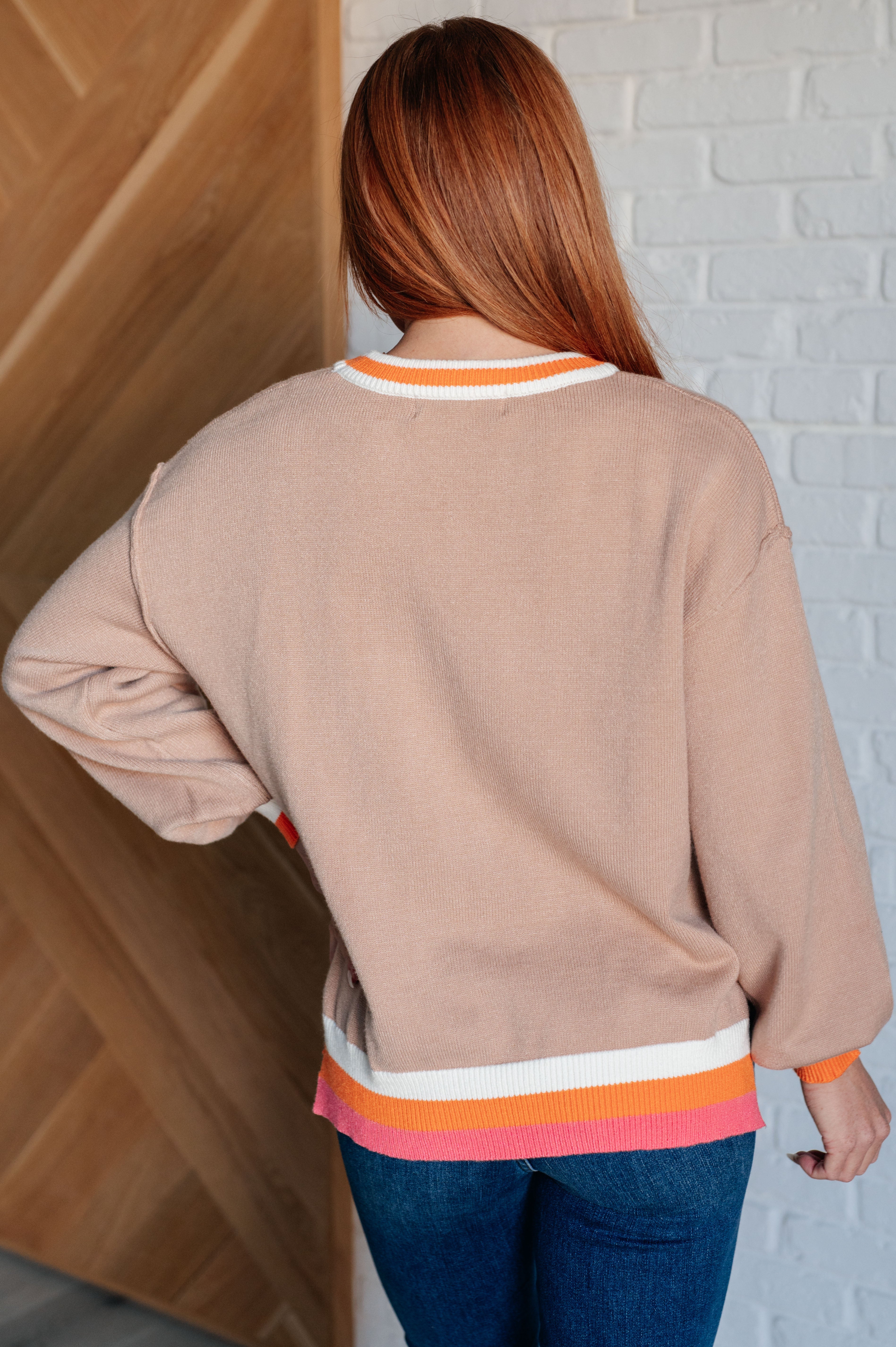Maxct &Conversational Moment Striped Trim Sweater