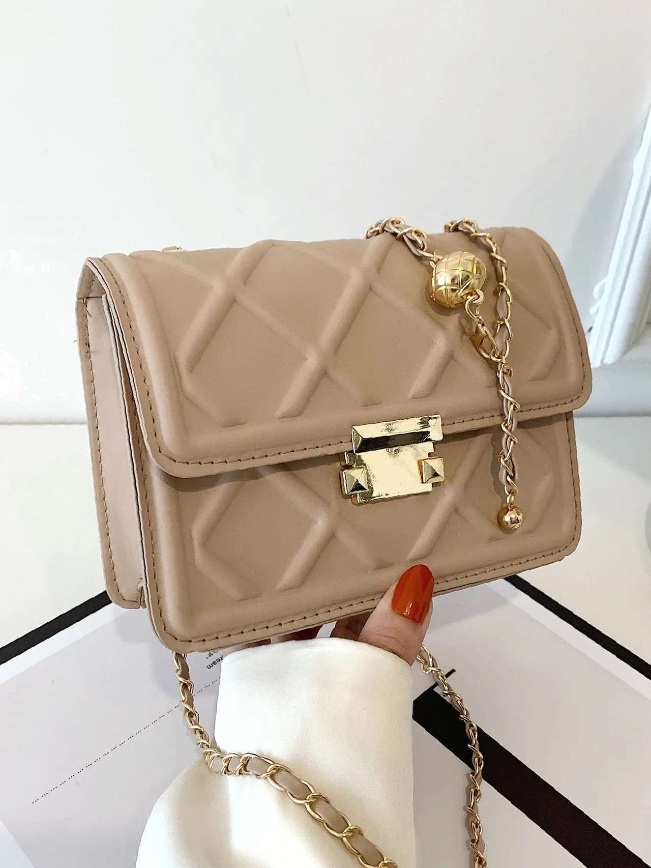Bag For Love - Minimalist Textured Flap Square Bag  - Women Maxct Bags