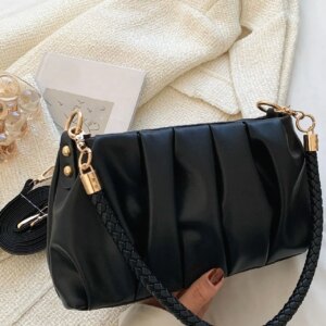 Bag For Love - Minimalist Braided Strap Ruched Bag - Women Maxct Bags