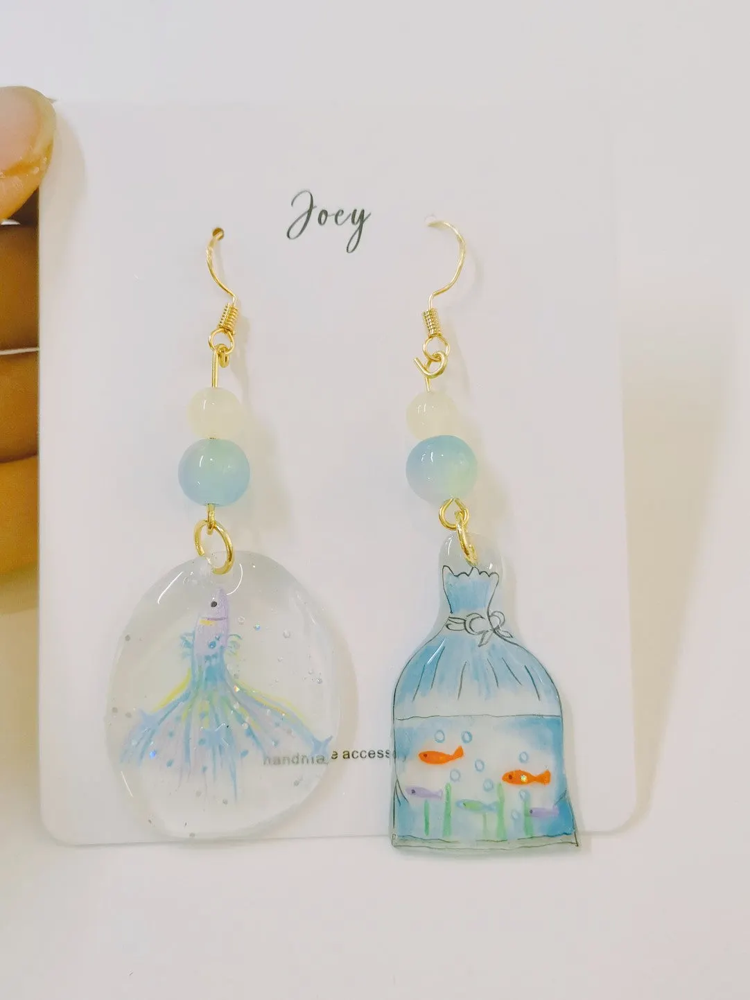 Goldfish Shrink Plastic Necklace Earrings