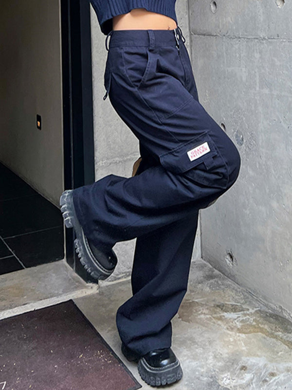 Fold Over Waist Y2K Straight Leg Pants Maxct