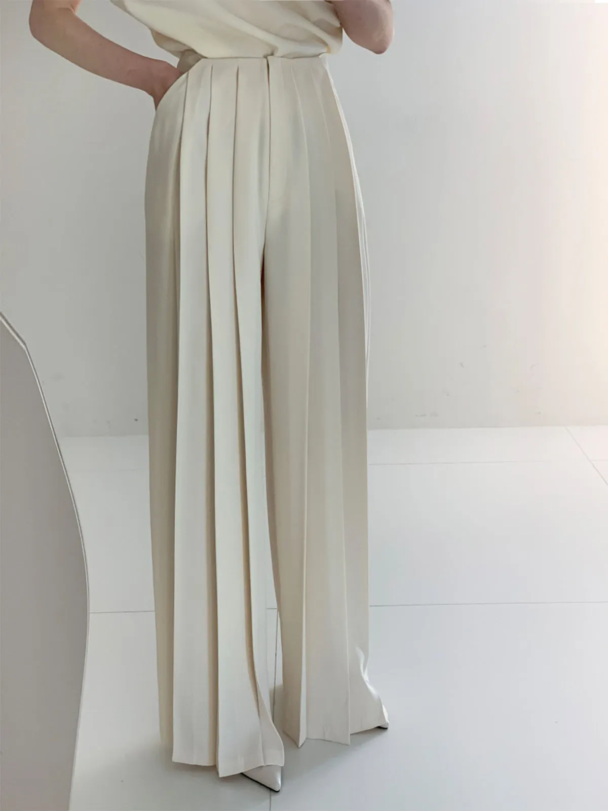 Maxct Pleated High Waist Wide Leg Pants