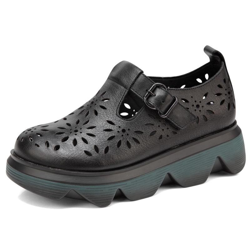 Handmade Light Platform Sandals Mori Girl Style Retro Mary Jane Shoes Grey/Coffee Maxct