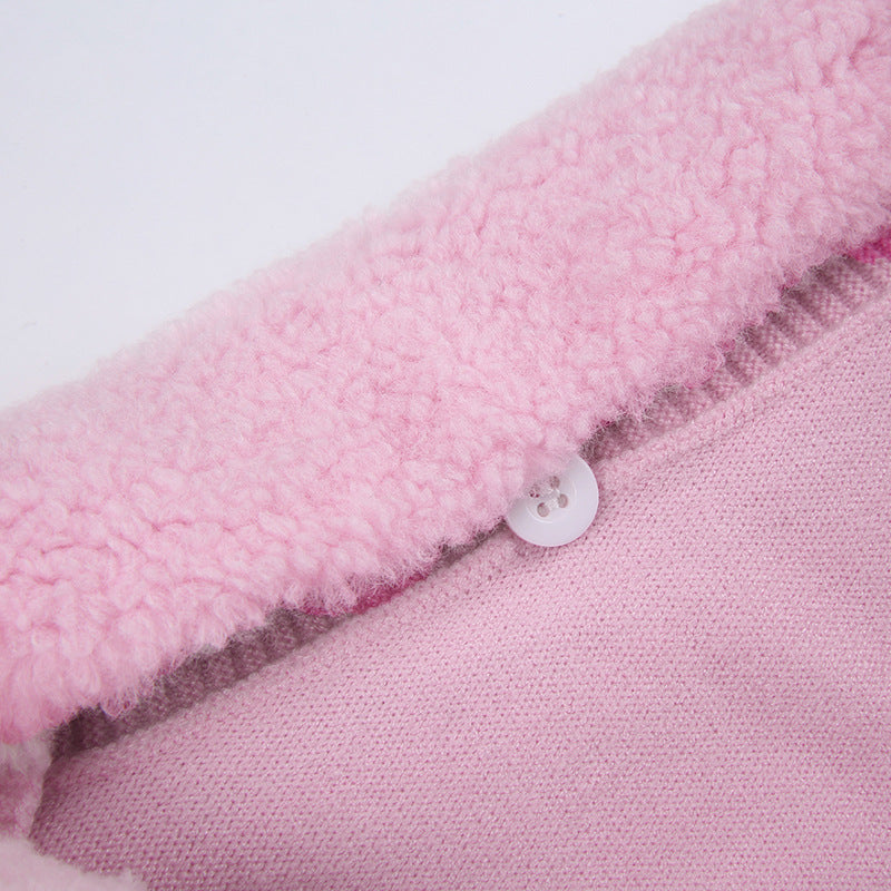 Maxct 90s Aesthetic Fur Collar Button Up Cardigan