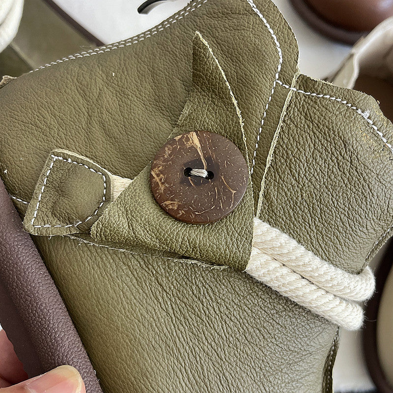 Maxct Women Round Toe Leather Warm Waterproof Short Boots - Image 5