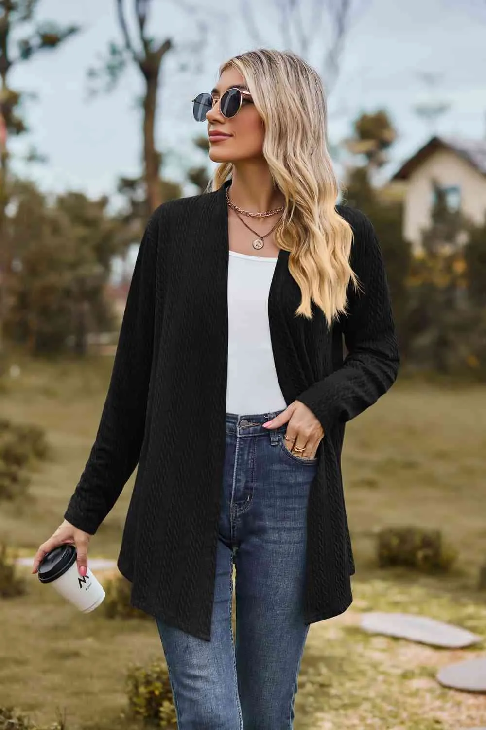 Maxct &Open Front Long Sleeve Cardigan