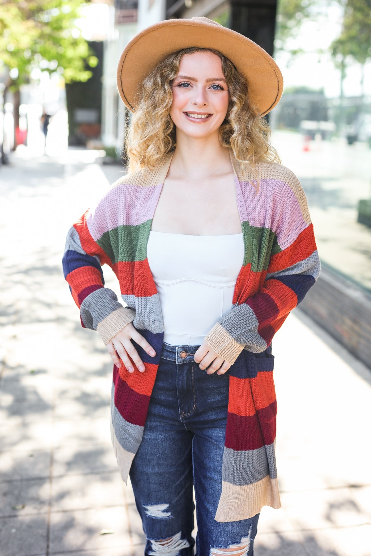 Maxct &Weekend Ready Multicolor Striped Slouchy Open Cardigan