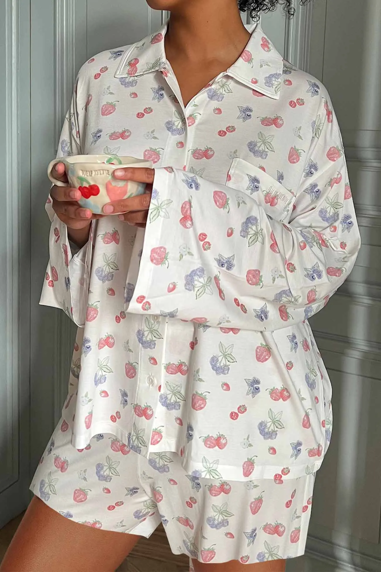 Maxct Printed Long Sleeves Button Shirt Shorts Set