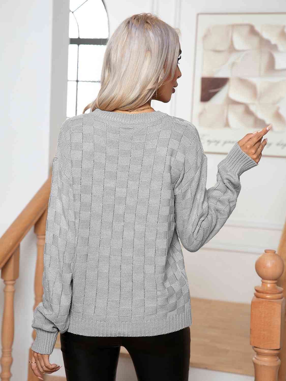 Maxct &Round Neck Drop Shoulder Sweater