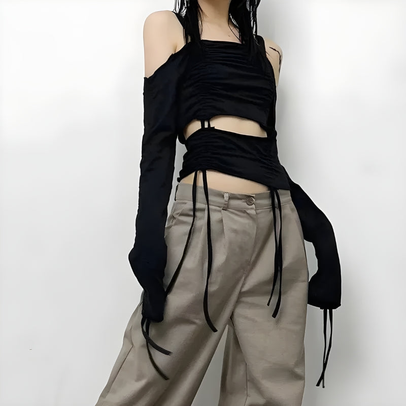 Maxct &Cut-Out Ruched Long Sleeve Top