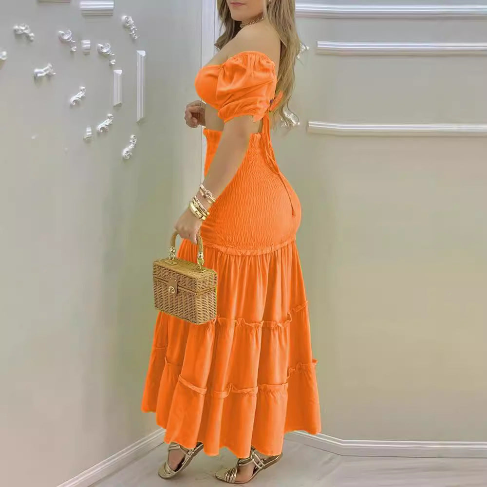 Off-Shoulder Zip-Up Dress Two-Piece Set Maxct