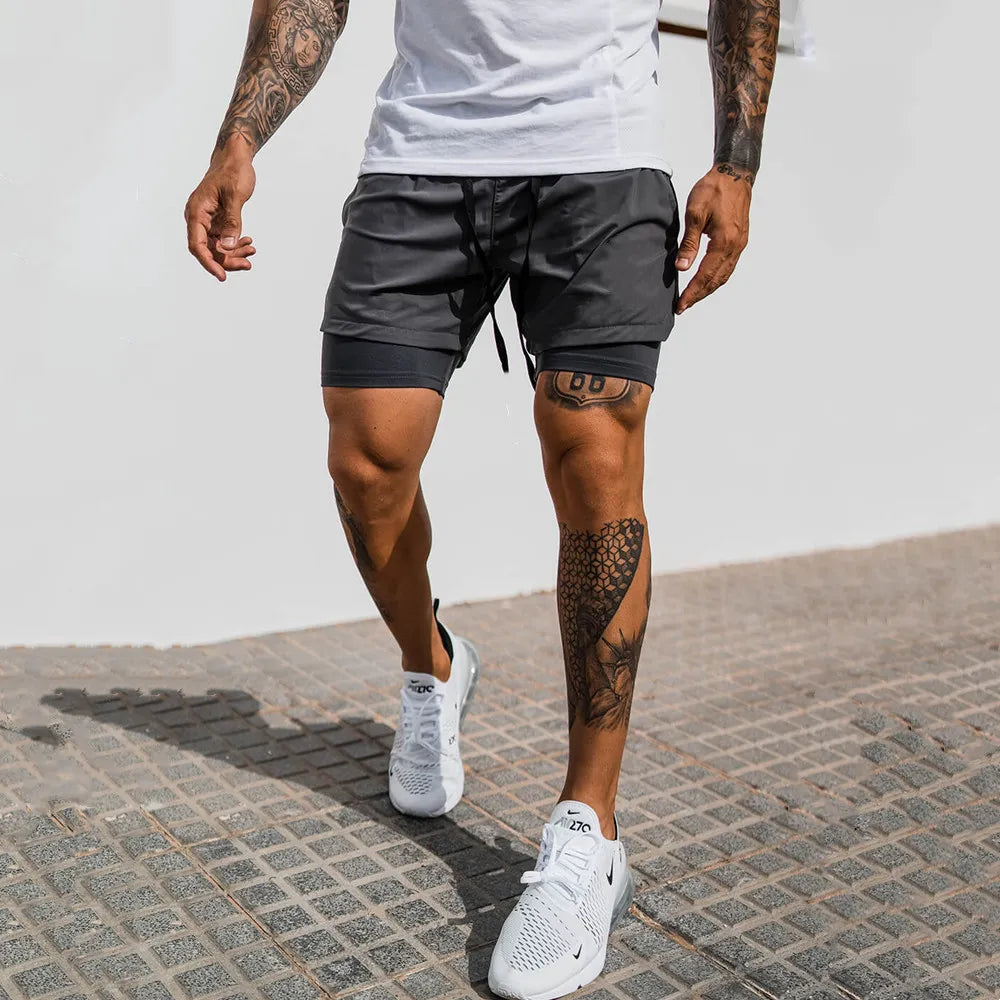 2-in-1 Running and Gym Quick Dry Shorts for Men Maxct