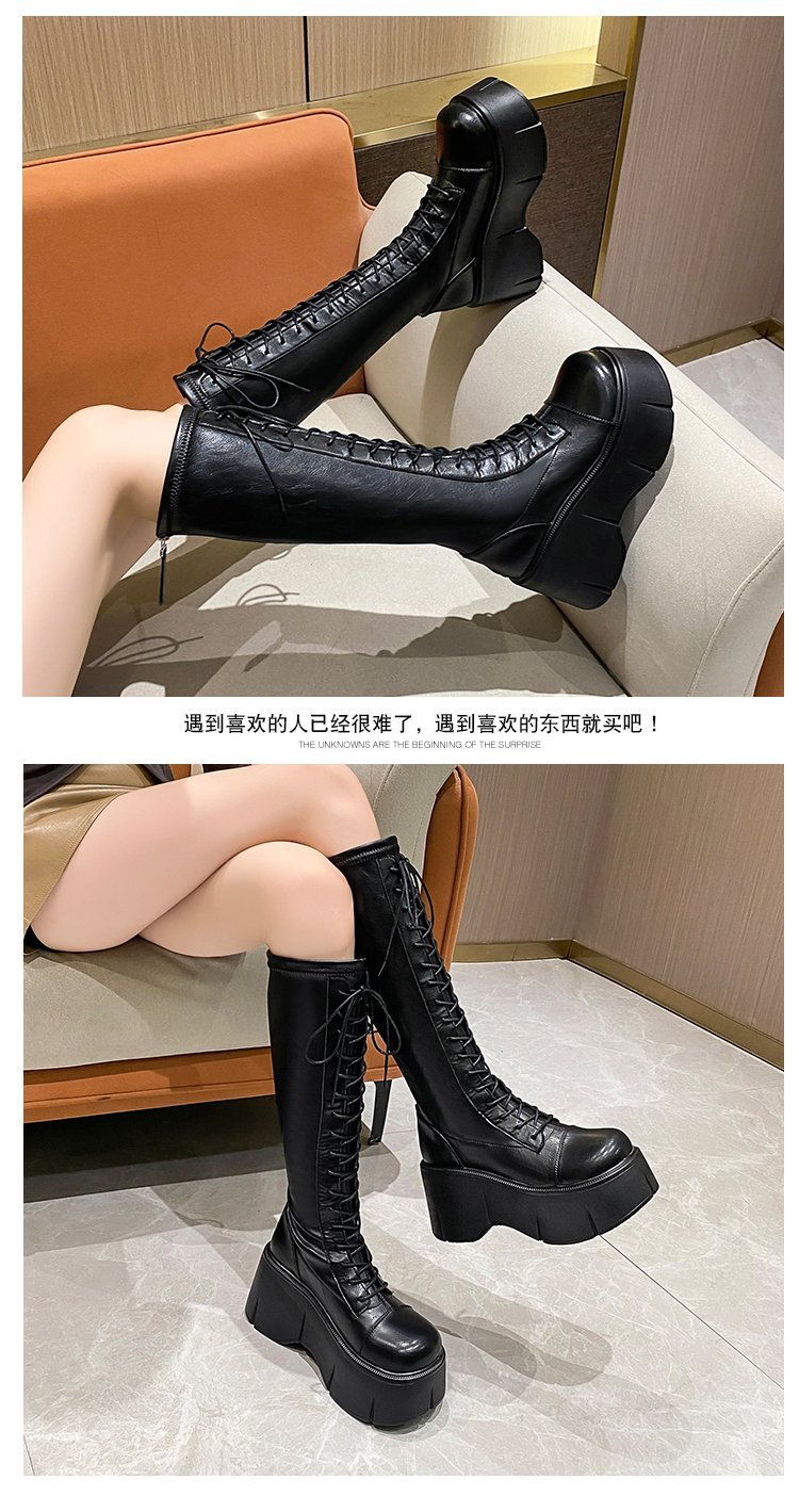 Soft Lace-up Ladies Platform Heel Boots - true deals club