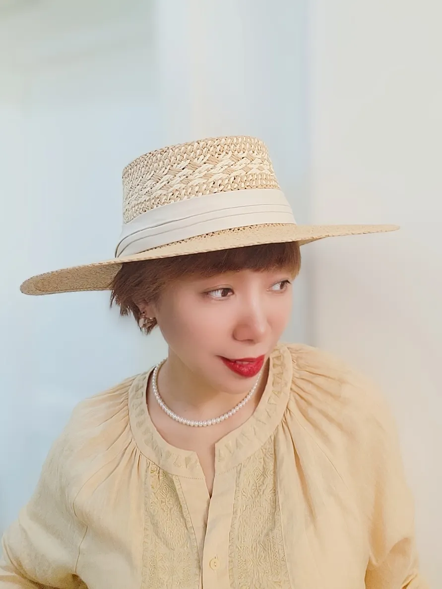 Straw Hat Japanese Style Black Brown Panama Women's Beach Big Brim