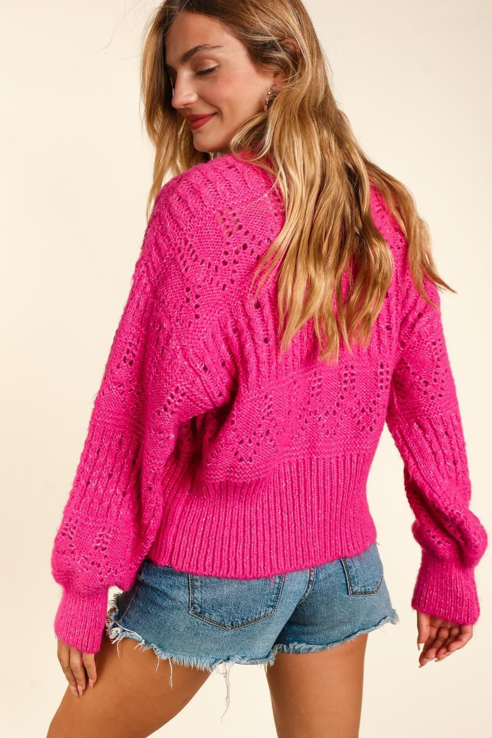 Maxct &Haptics Full Size Button Down Crop Long Sleeve Cardigan