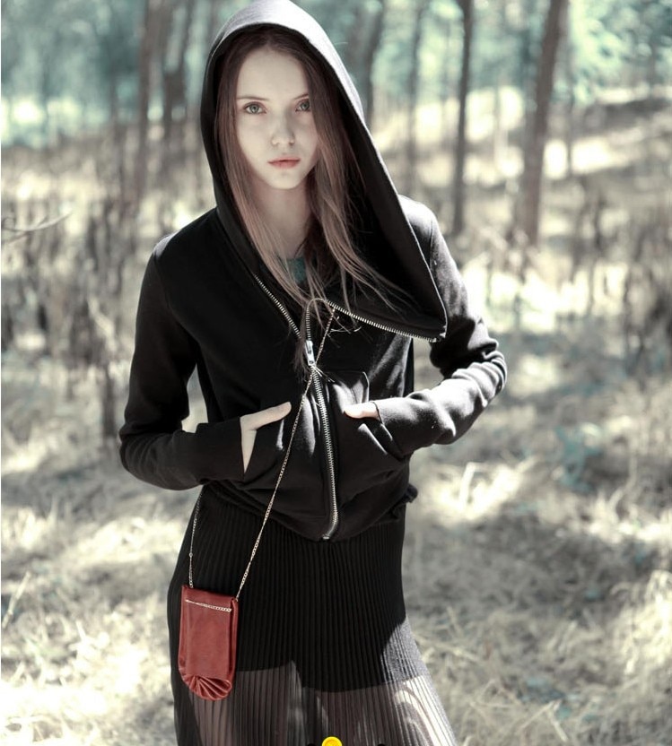 Men Women Full Zipper Harajuku Black Hoodie - true deals club
